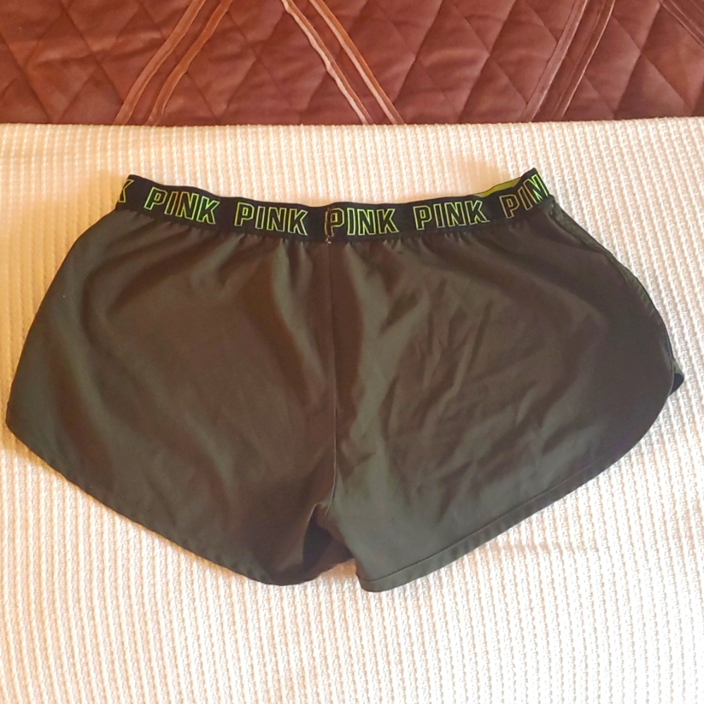 PINK Victoria's Secret Women's Black and Green Shorts - Picture 3 of 4